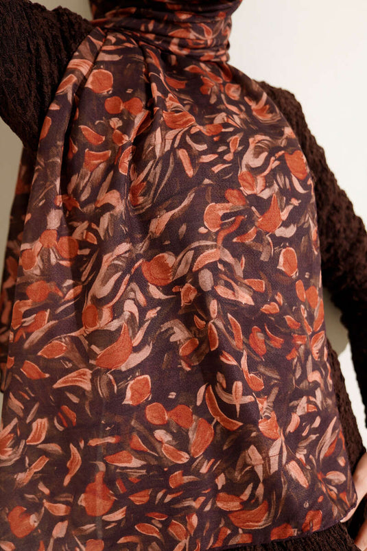 Botanik Desen Demore Şal Kiremit