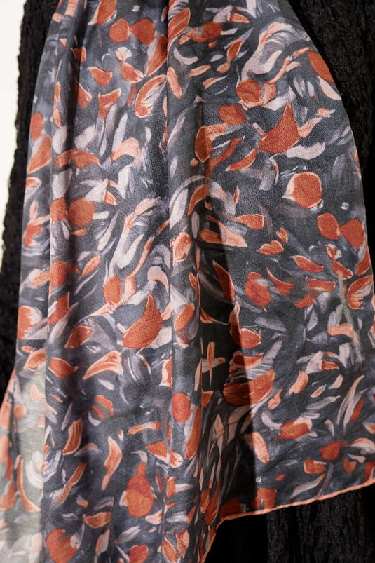 Botanical Pattern Demore Shawl Chestnut