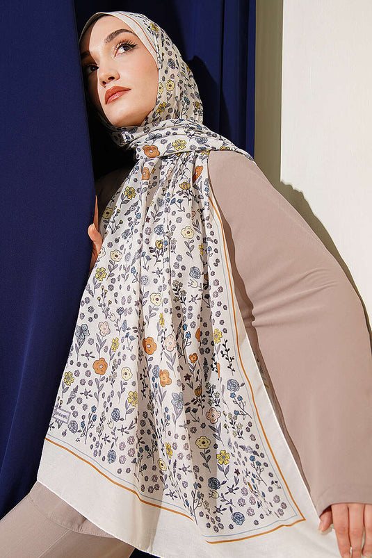 وشاح بوتانيك بنقشة ناعمة أصفر