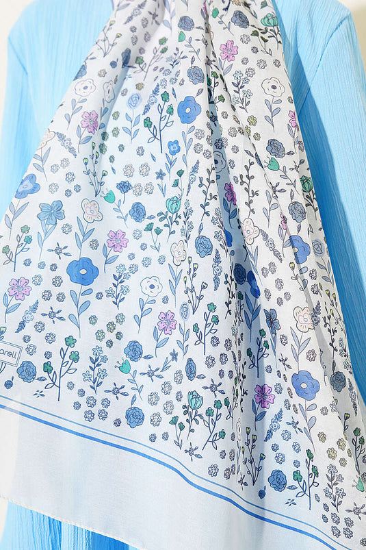 Châle doux à motif botanique turquoise