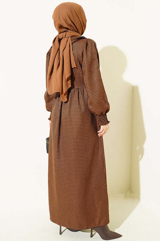 Manteau Camel À Carreaux Boutonné Pour Garçon