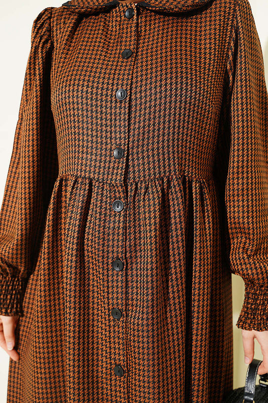 Manteau Camel À Carreaux Boutonné Pour Garçon