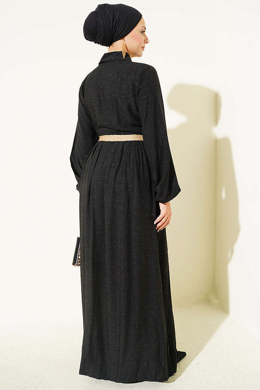 Robe Détaillée Avec Pantalon À Boutons Noir