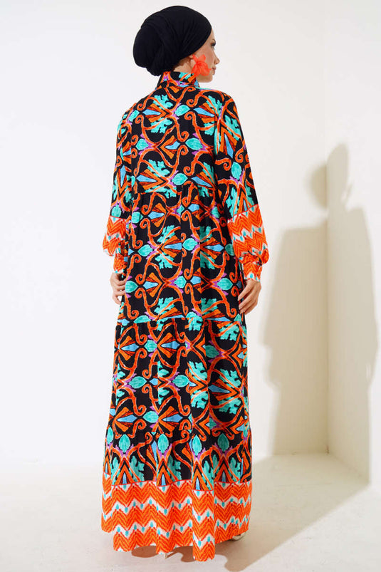 Buttoned Boy Viscose Dress Black Brick