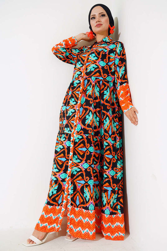 Buttoned Boy Viscose Dress Black Brick