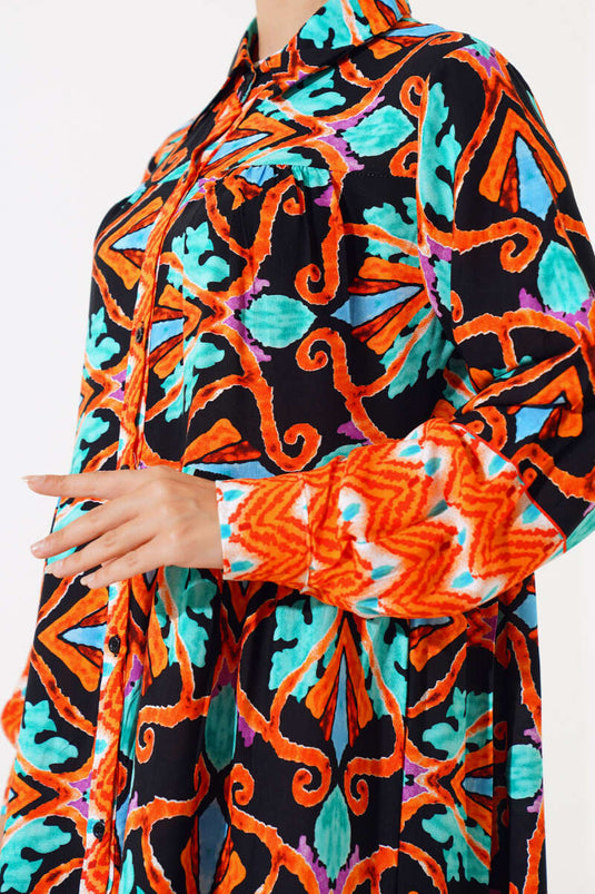 Buttoned Boy Viscose Dress Black Brick