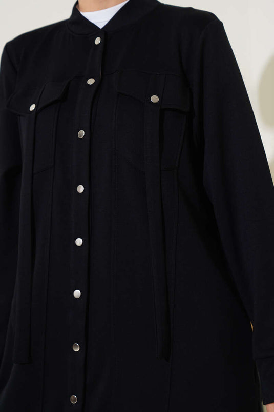 Boydan Çıtçıtlı İkili Takım Siyah