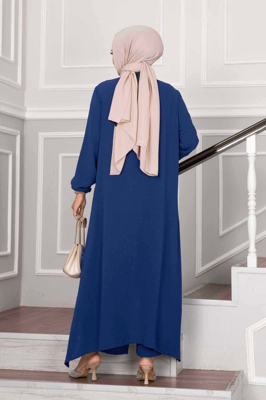 Abito Doppio Hijab Aerobin Con Bottoni Indaco