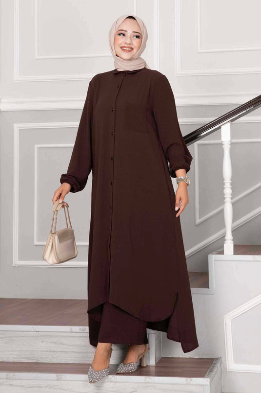 Ensemble double Aerobin à boutons intégralement couvrant Marron Boydan