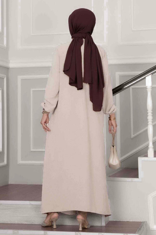 طقم حجاب من قطعتين من Aerobin بأزرار عند الرقبة، لون حجري داكن