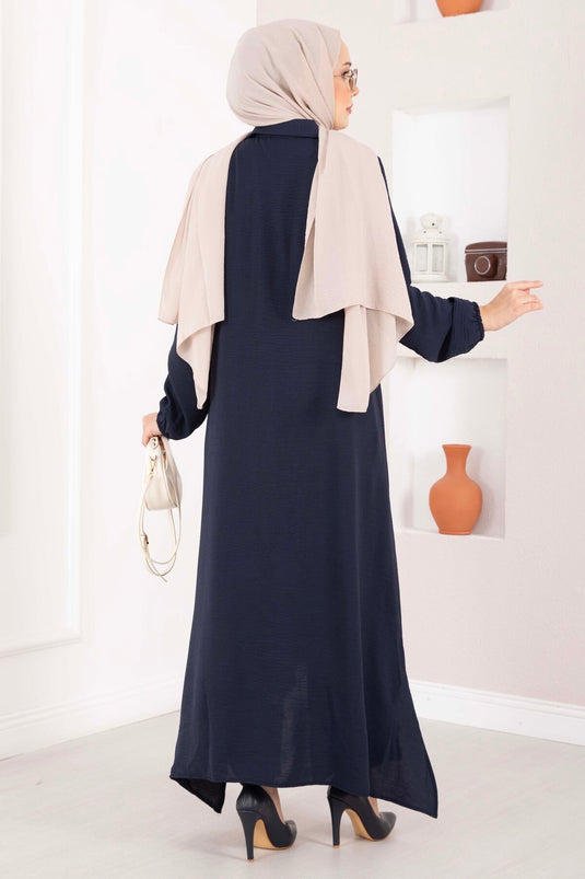 Ensemble Deux Pièces Aerobin à Boutons Intégral Bleu Marine