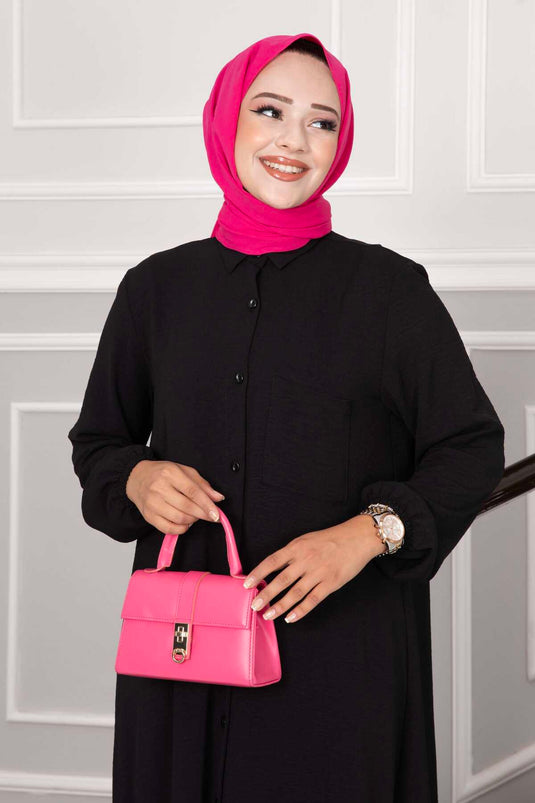Costume Double Hijab Aerobin Boutonné Noir
