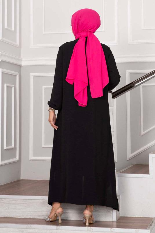 Costume Double Hijab Aerobin Boutonné Noir