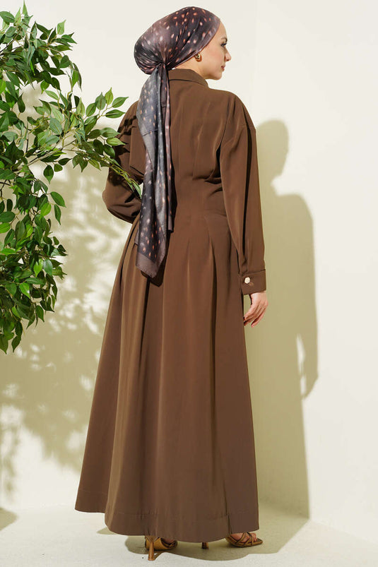 Ganzknöpfiges, tailliertes Kleid in Vizon