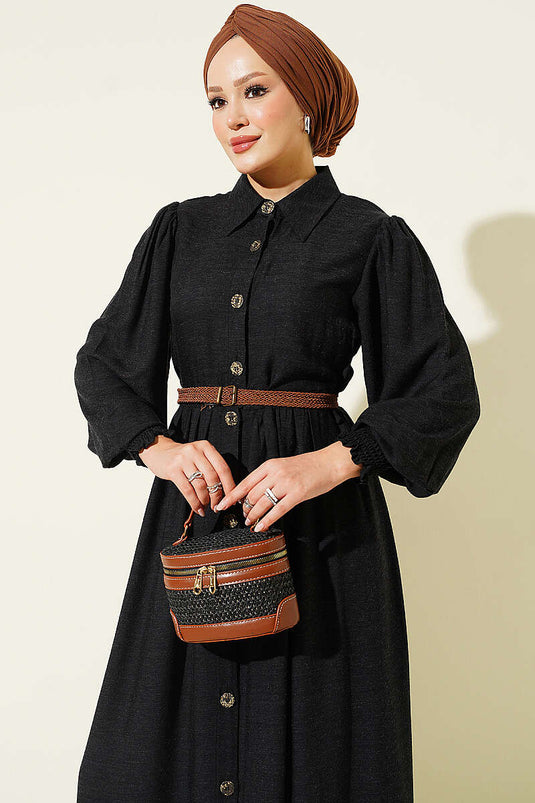 Robe Gipi Noire À Boutons