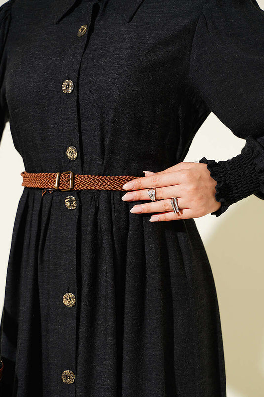 Robe Gipi Noire À Boutons