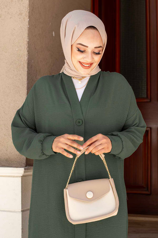 Geknöpfter Aerobin-Hijab-Doppelanzug in Khaki