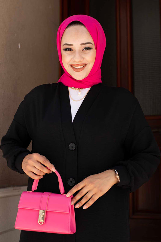 Boydan Düğmeli Aerobin Tesettür İkili Takım Siyah