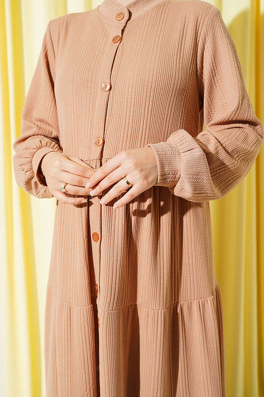 Robe En Maille À Boutons Latte
