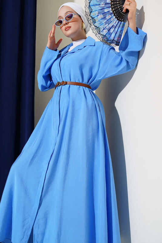 Geknoopte riem basisjurk blauw