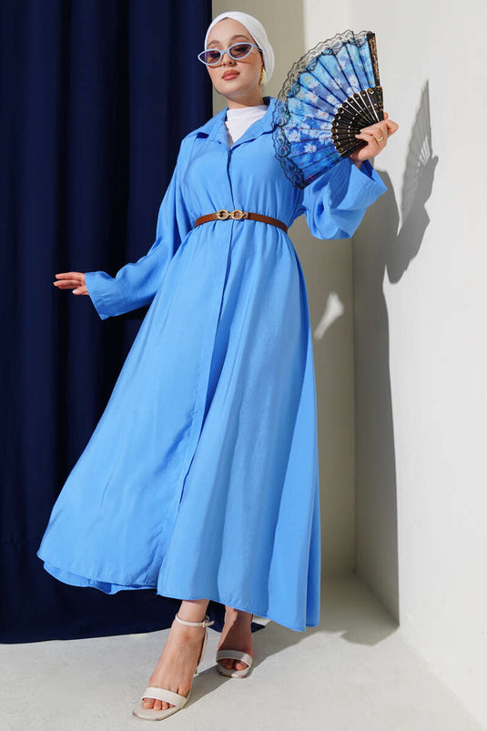 Geknoopte riem basisjurk blauw