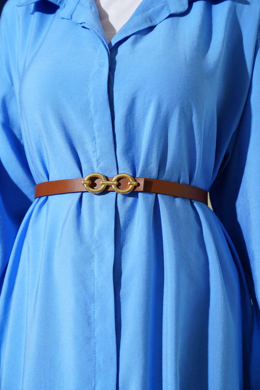 Geknoopte riem basisjurk blauw