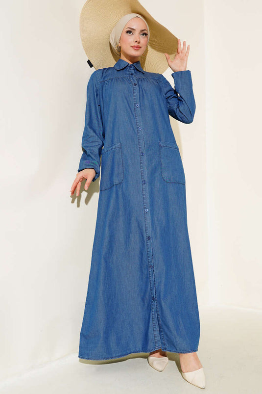 فستان جينز بأزرار