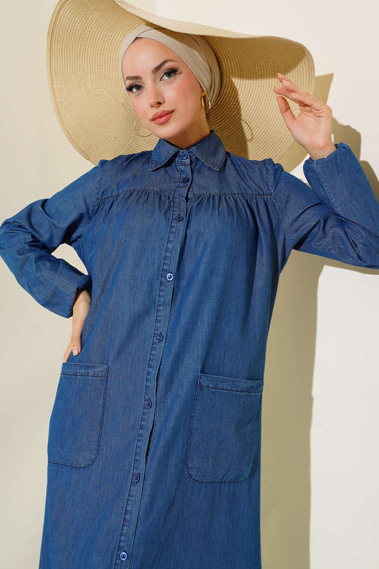 فستان جينز بأزرار