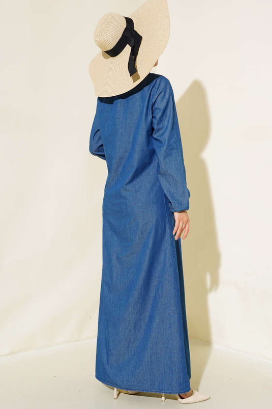 Jeans med knapper i denimkjole