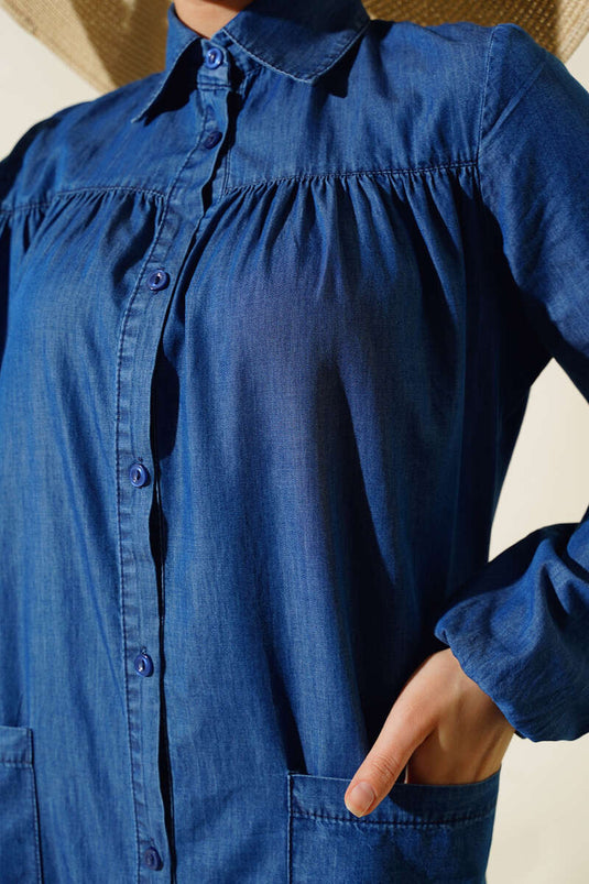 Jeans med knapper i denimkjole