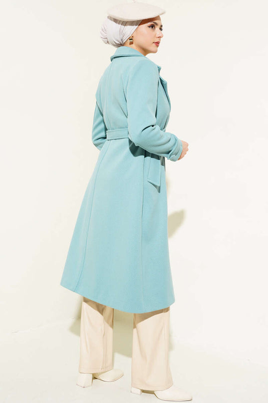 Turquoise Double-Breasted Peacoat