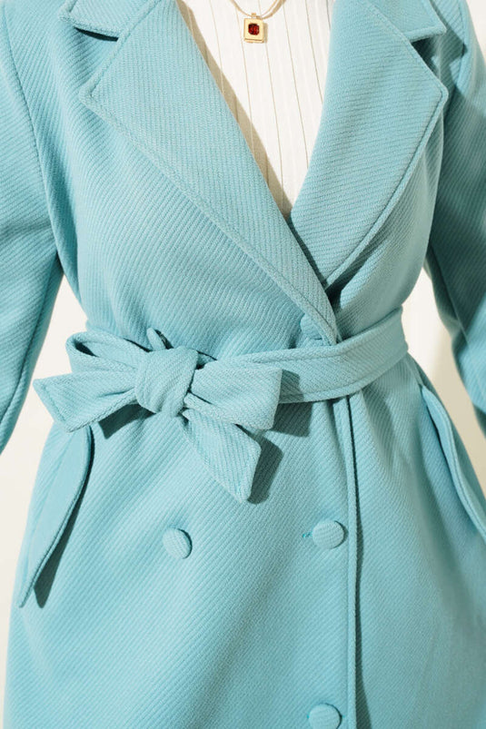 Turquoise Double-Breasted Peacoat