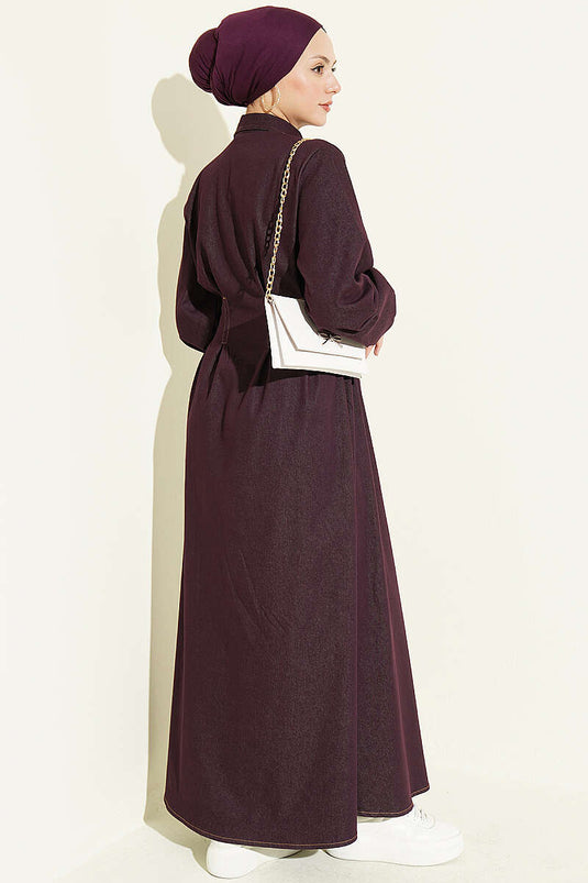 Robe Plissée Boutonnée Boyden En Bordeaux
