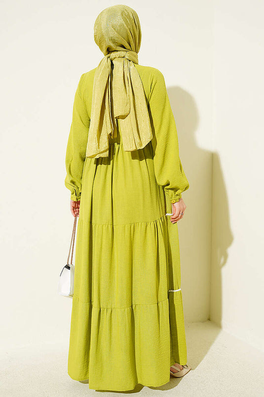 Robe Boutonnée Boyden Avec Pompons En Vert Pistache