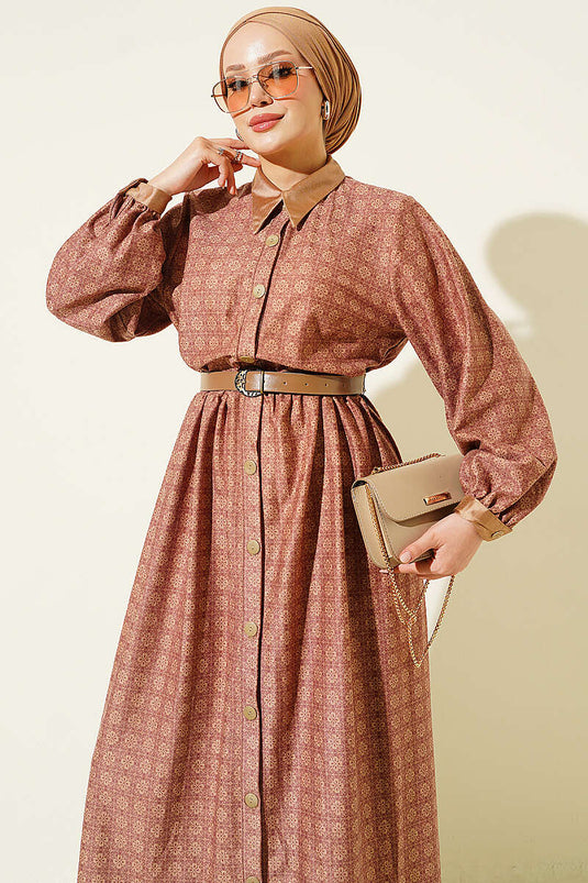 Boyden Retro Muster Kleid In Rose Dust