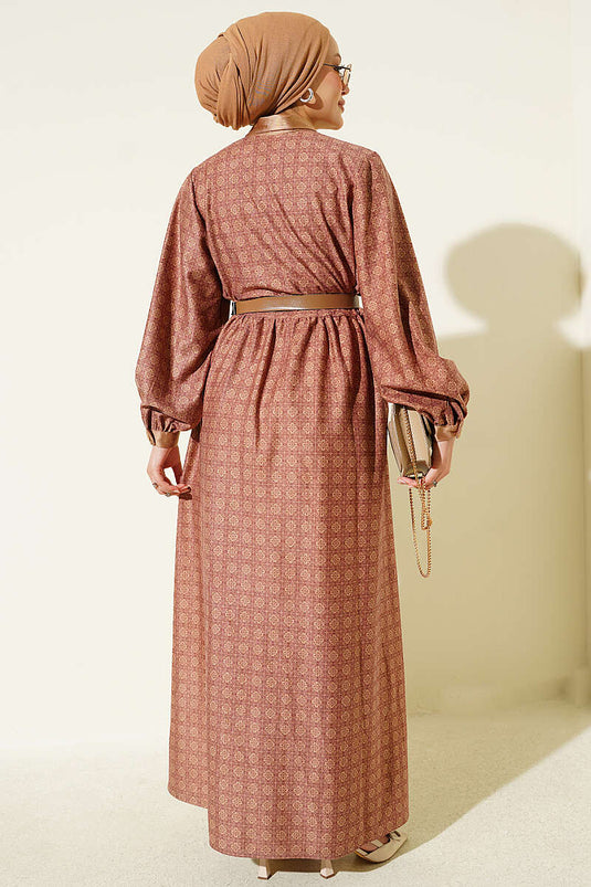 Boyden Retro Muster Kleid In Rose Dust