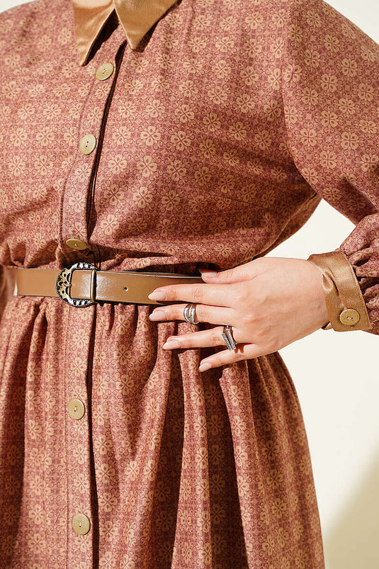 Boyden Retro Muster Kleid In Rose Dust