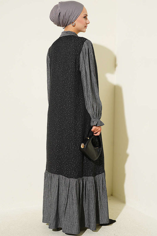 Schwarzes Oversized Hemdblusenkleid
