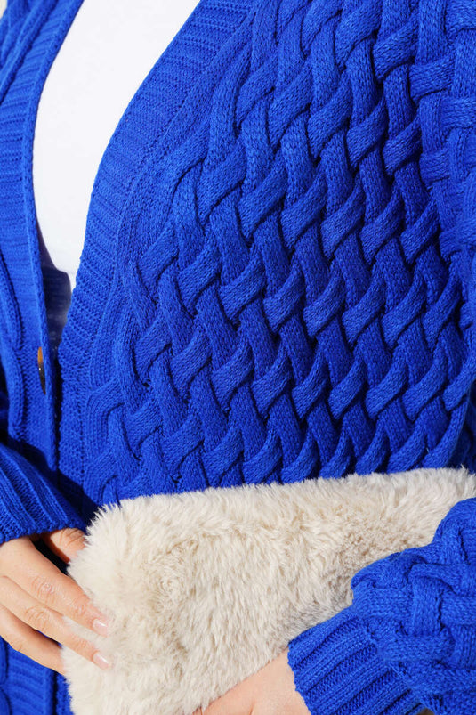 Basket Knit Long Cardigan with Buttons All Along