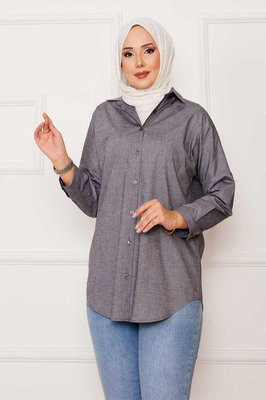 Button Down Sports Shirt Gray