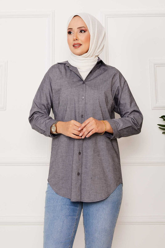 Button Down Sports Shirt Gray