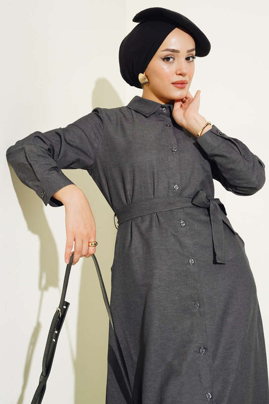 فستان دينم ايوسل بأزرار مدخن