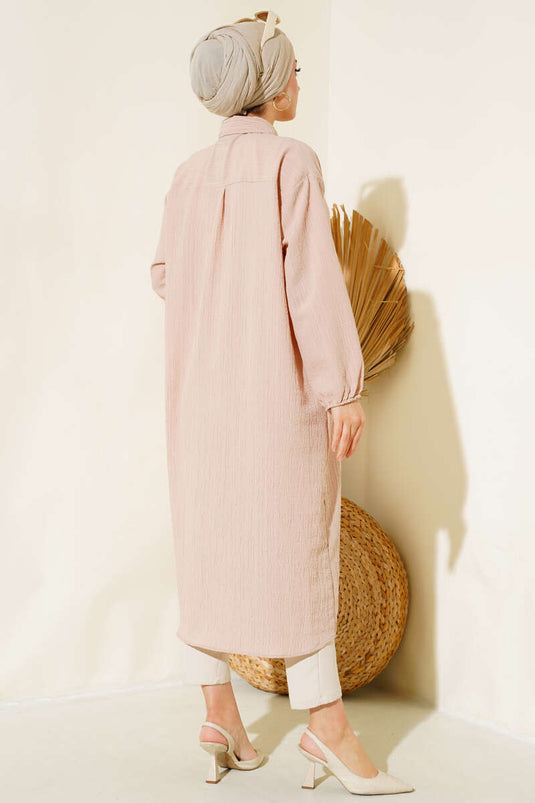 Tunique longue boutonnée beige