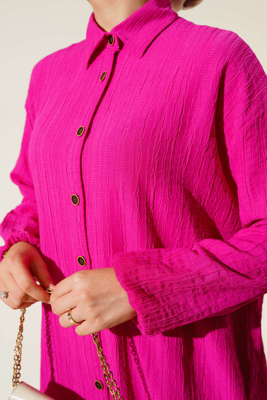 Tunique Longue Boutonnée Fusya