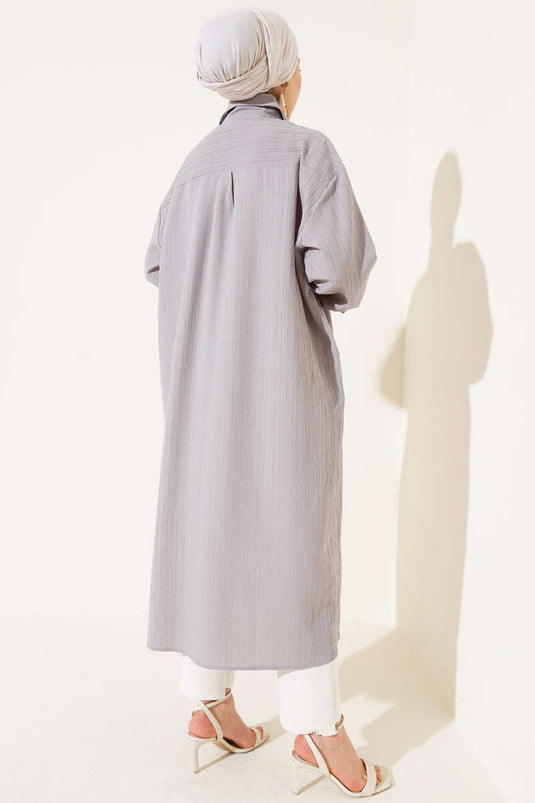 Tunique longue boutonnée grise