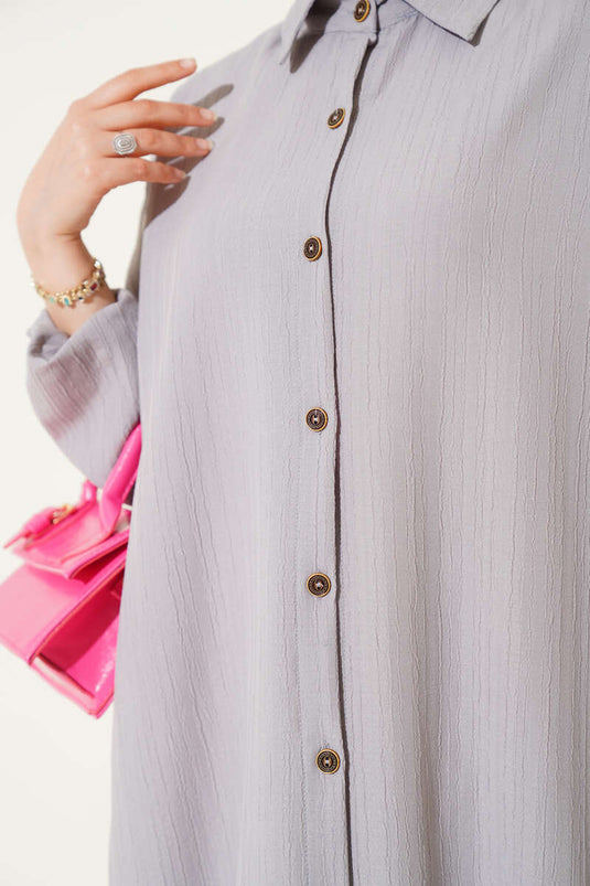 Tunique longue boutonnée grise