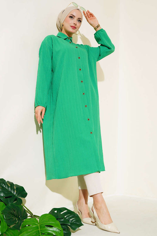 Tunique longue boutonnée verte
