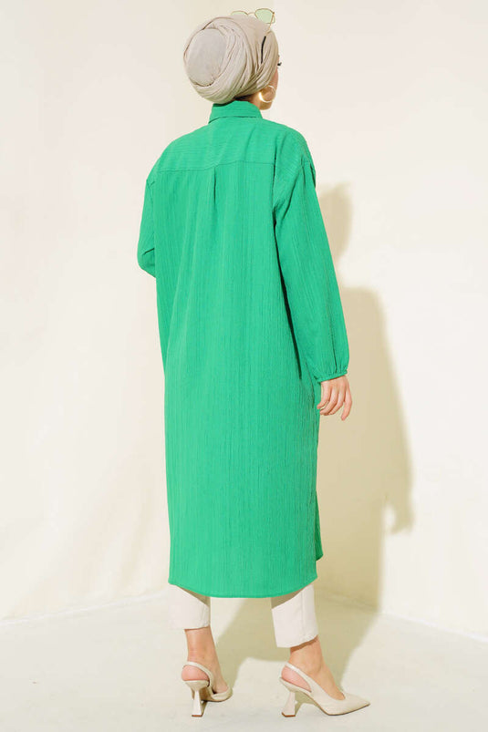 Tunique longue boutonnée verte
