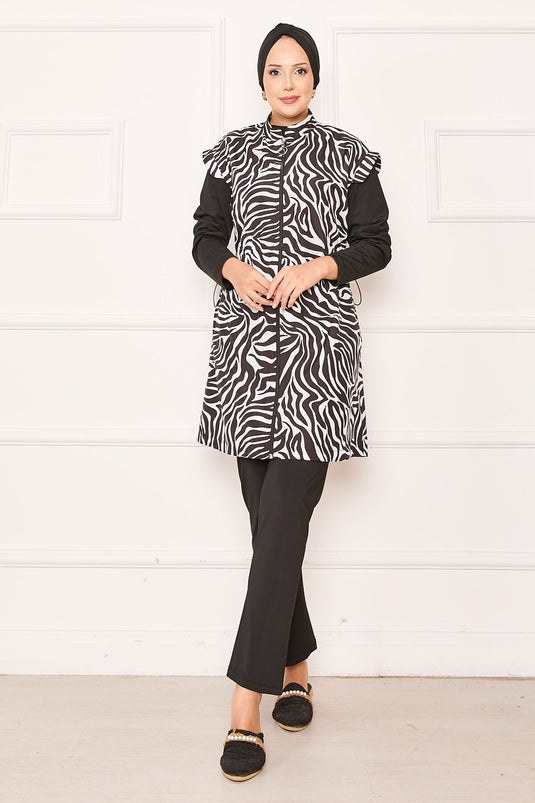 Maillot de bain hijab entièrement zippé à taille réglable -130