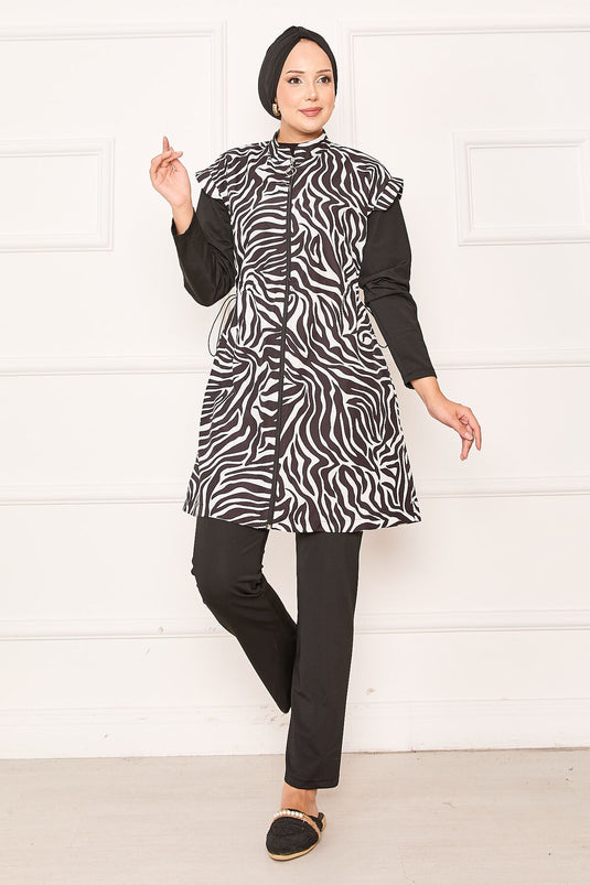 Maillot de bain hijab entièrement zippé à taille réglable -130